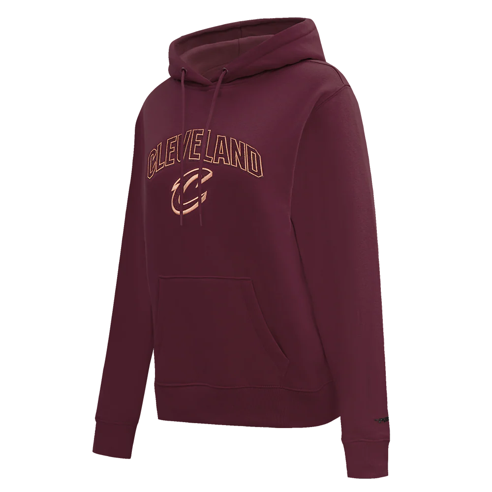 NBA CLEVELAND CAVALIERS CLASSIC WOMEN'S FLEECE PULLOVER HOODIE (WINE) - Image 2