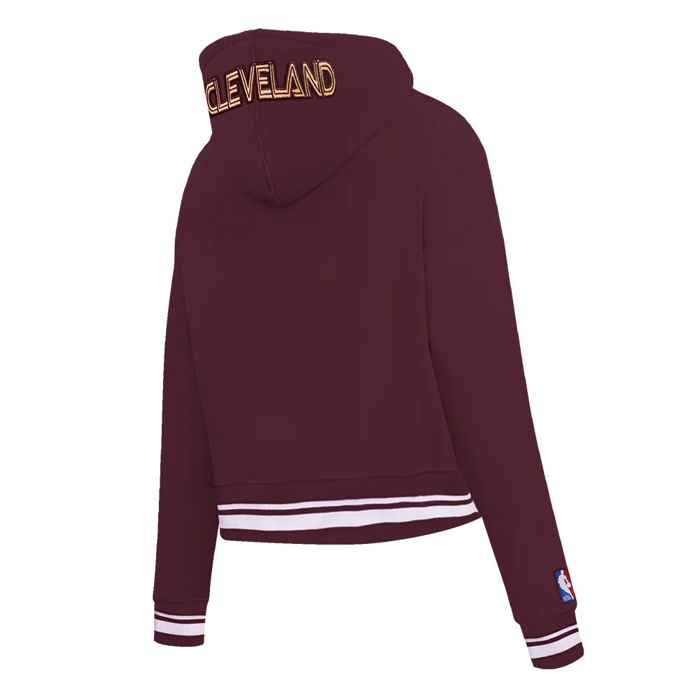NBA CLEVELAND CAVALIERS CITY EDITION 25-26 WOMEN'S RIB FLC CROPPED PO HOODIE (WINE) - Image 4