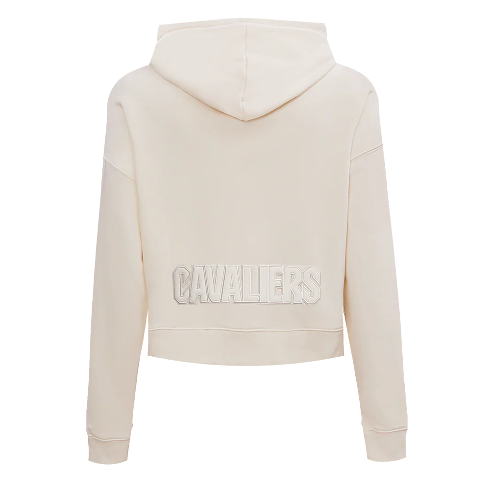 NBA CLEVELAND CAVALIERS NEUTRAL WOMEN'S CROPPED PULLOVER HOODIE (EGGSHELL) - Image 3