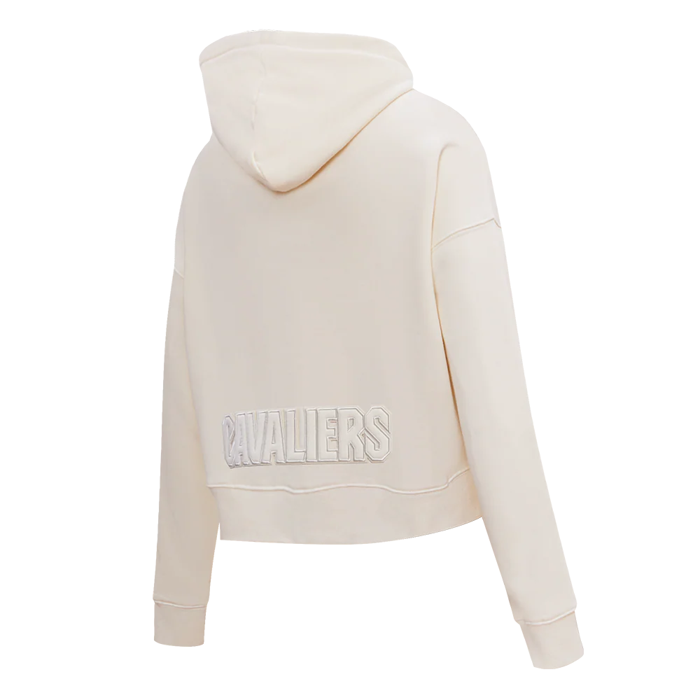 NBA CLEVELAND CAVALIERS NEUTRAL WOMEN'S CROPPED PULLOVER HOODIE (EGGSHELL) - Image 4