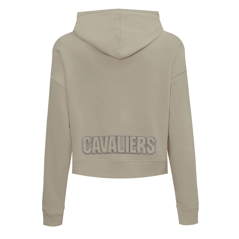 NBA CLEVELAND CAVALIERS NEUTRAL WOMEN'S CROPPED PULLOVER HOODIE (TAUPE) - Image 3