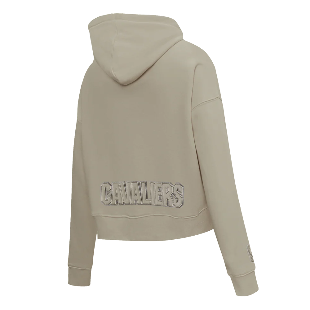 NBA CLEVELAND CAVALIERS NEUTRAL WOMEN'S CROPPED PULLOVER HOODIE (TAUPE) - Image 4