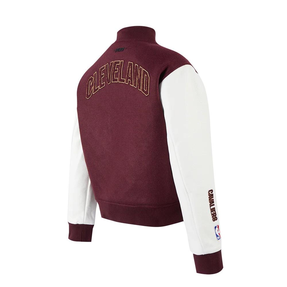 NBA CLEVELAND CAVALIERS CLASSIC WOMEN'S WOOL VARSITY JACKET (WINE/WHITE) - Image 4