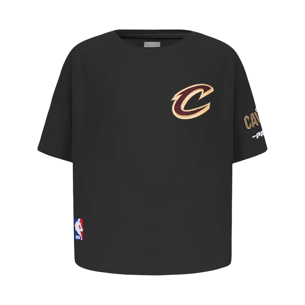 NBA CLEVELAND CAVALIERS CLASSIC LITTLE GIRLS SHORT SLEEVE BOXY TEE (BLACK)