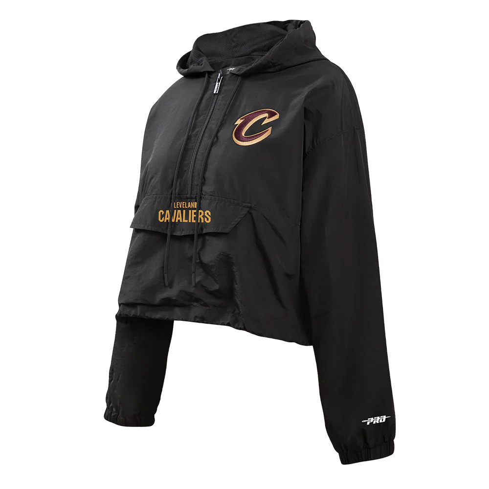 NBA CLEVELAND CAVALIERS CLASSIC WIND WOVEN WOMEN'S 1/2 JACKET (BLACK) - Image 2