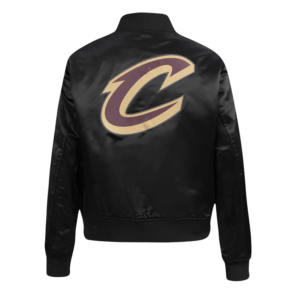 NBA CLEVELAND CAVALIERS CLASSIC WOMEN'S SATIN JACKET (BLACK) - Image 3