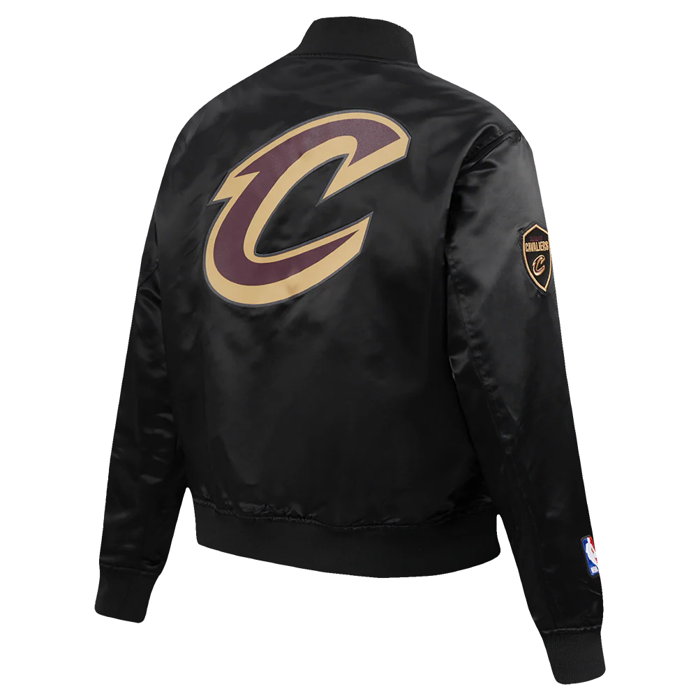 NBA CLEVELAND CAVALIERS CLASSIC WOMEN'S SATIN JACKET (BLACK) - Image 4