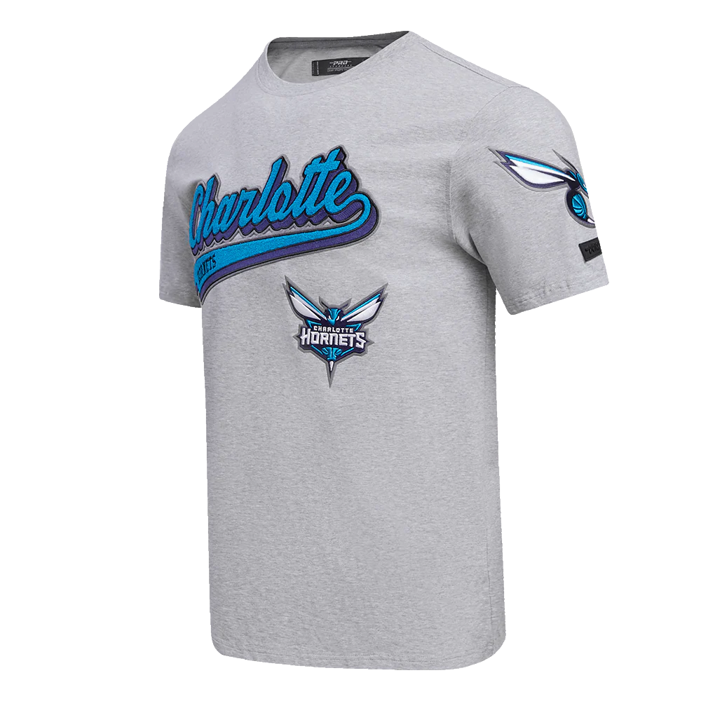 NBA CHARLOTTE HORNETS SCRIPT TAIL MEN'S   TEE (HEATHER GREY) - Image 2
