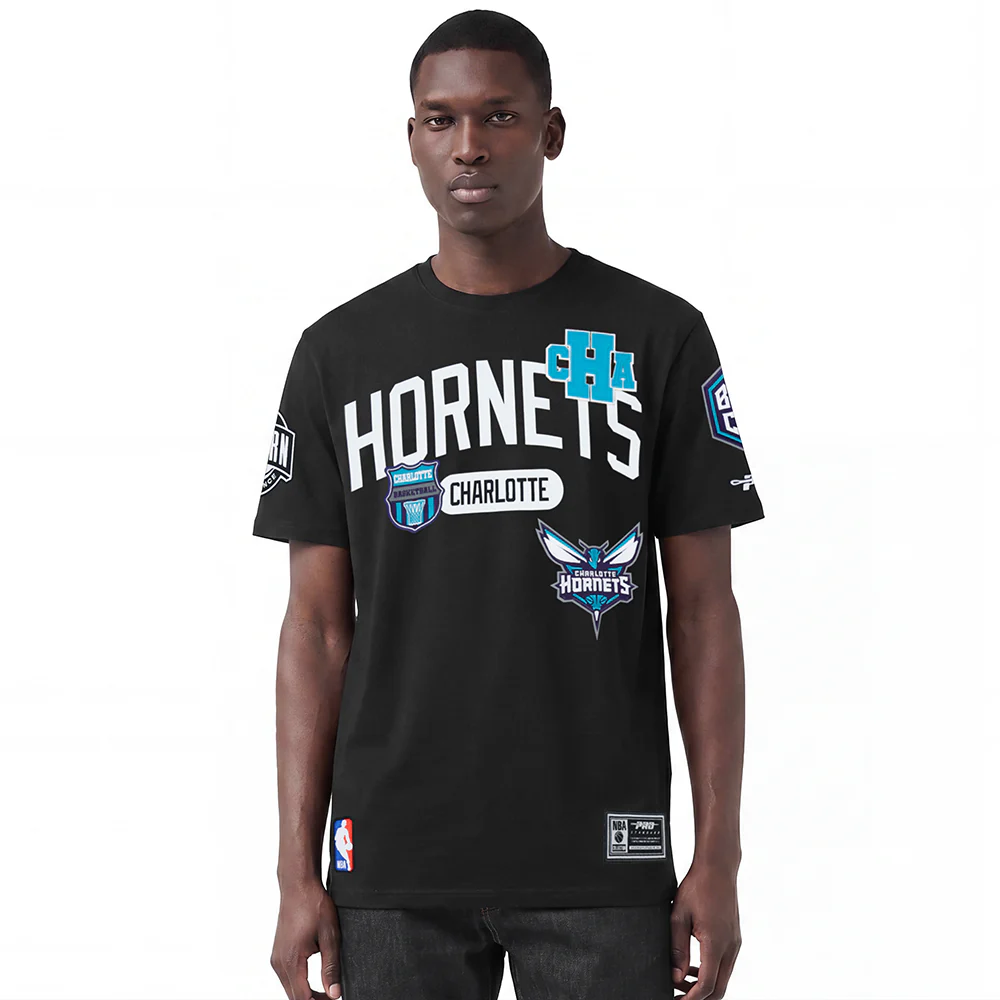 NBA CHARLOTTE HORNETS LETTERMAN MEN'S S/S TEE (BLACK)