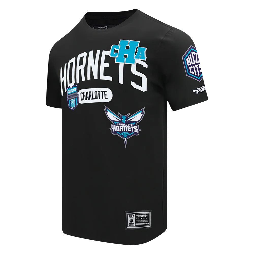 NBA CHARLOTTE HORNETS LETTERMAN MEN'S S/S TEE (BLACK) - Image 3