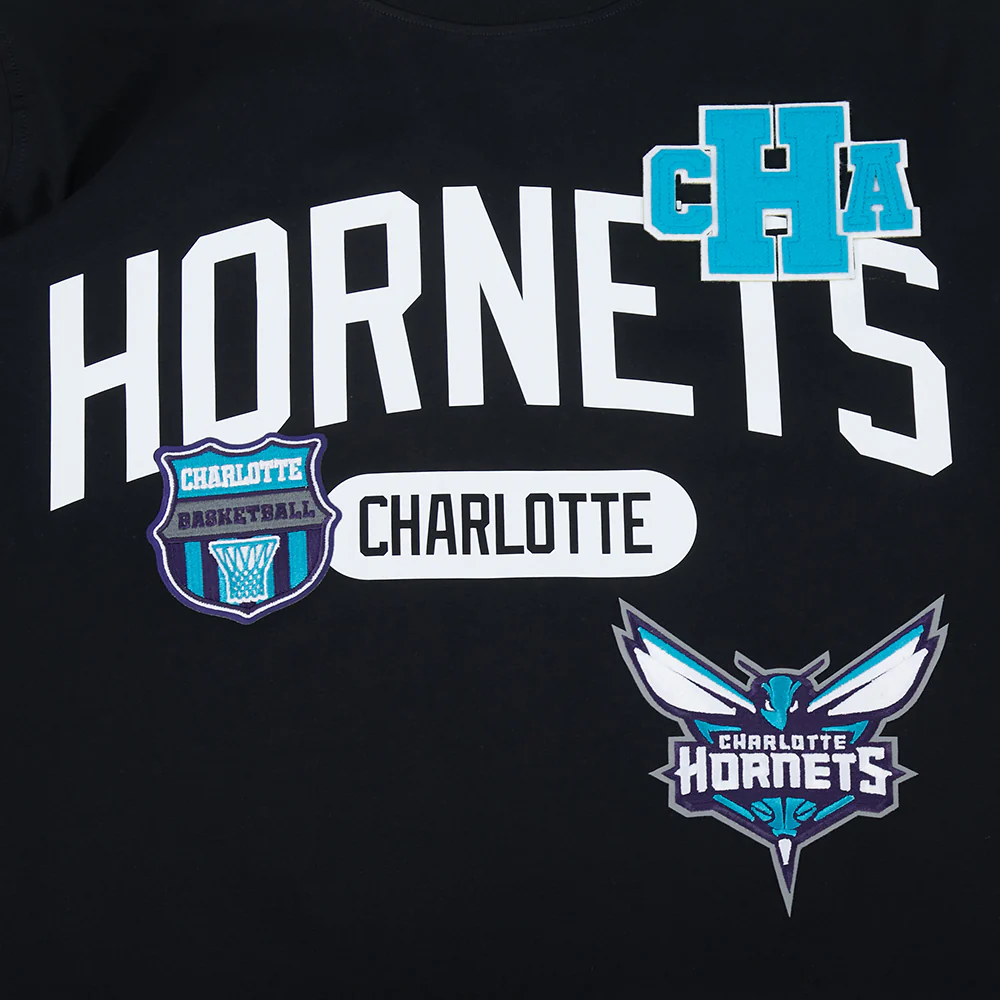 NBA CHARLOTTE HORNETS LETTERMAN MEN'S S/S TEE (BLACK) - Image 5