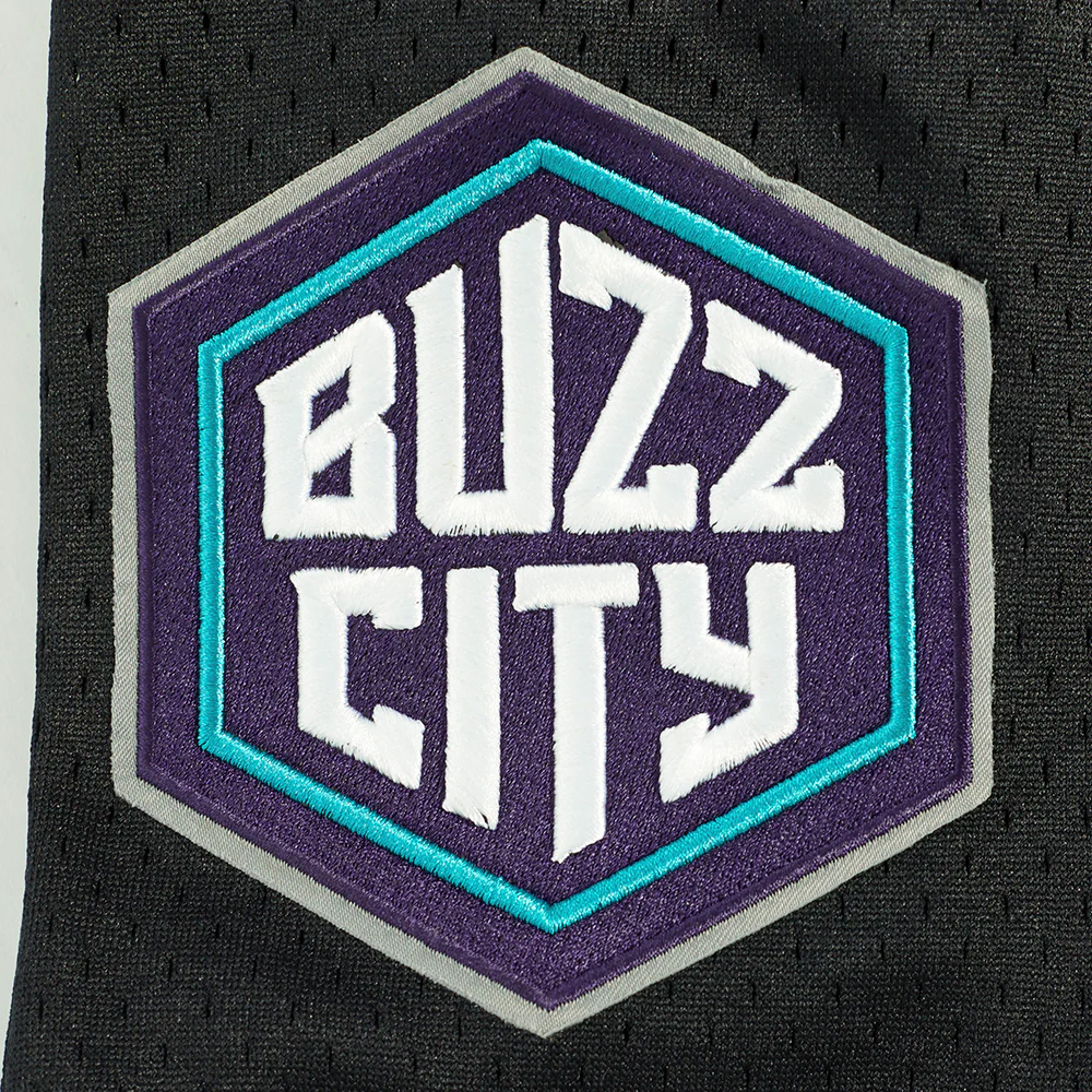 NBA CHARLOTTE HORNETS LAMELO BALL #1 MEN'S MESH BUTTON DOWN SHIRT (BLACK) - Image 7