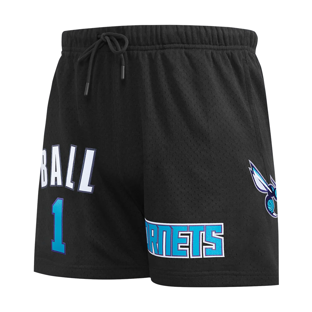 NBA CHARLOTTE HORNETS LAMELO BALL #1 MESH SHORT (BLACK)