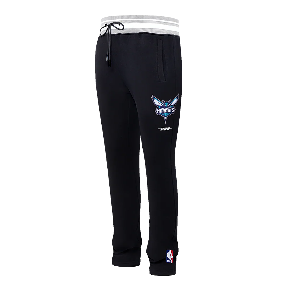 NBA CHARLOTTE HORNETS SCRIPT TAIL MEN'S RIB FLEECE SWEATPANT (BLACK/GRAY)