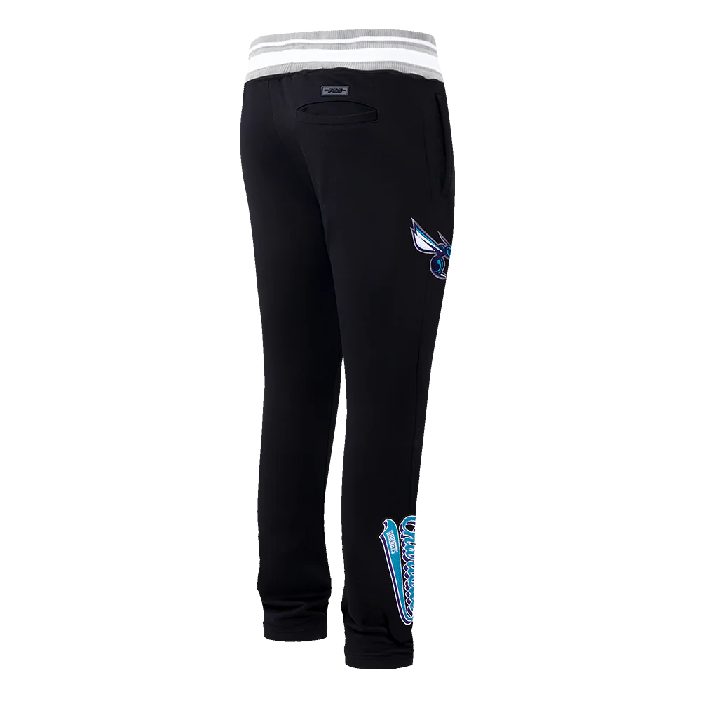 NBA CHARLOTTE HORNETS SCRIPT TAIL MEN'S RIB FLEECE SWEATPANT (BLACK/GRAY) - Image 4