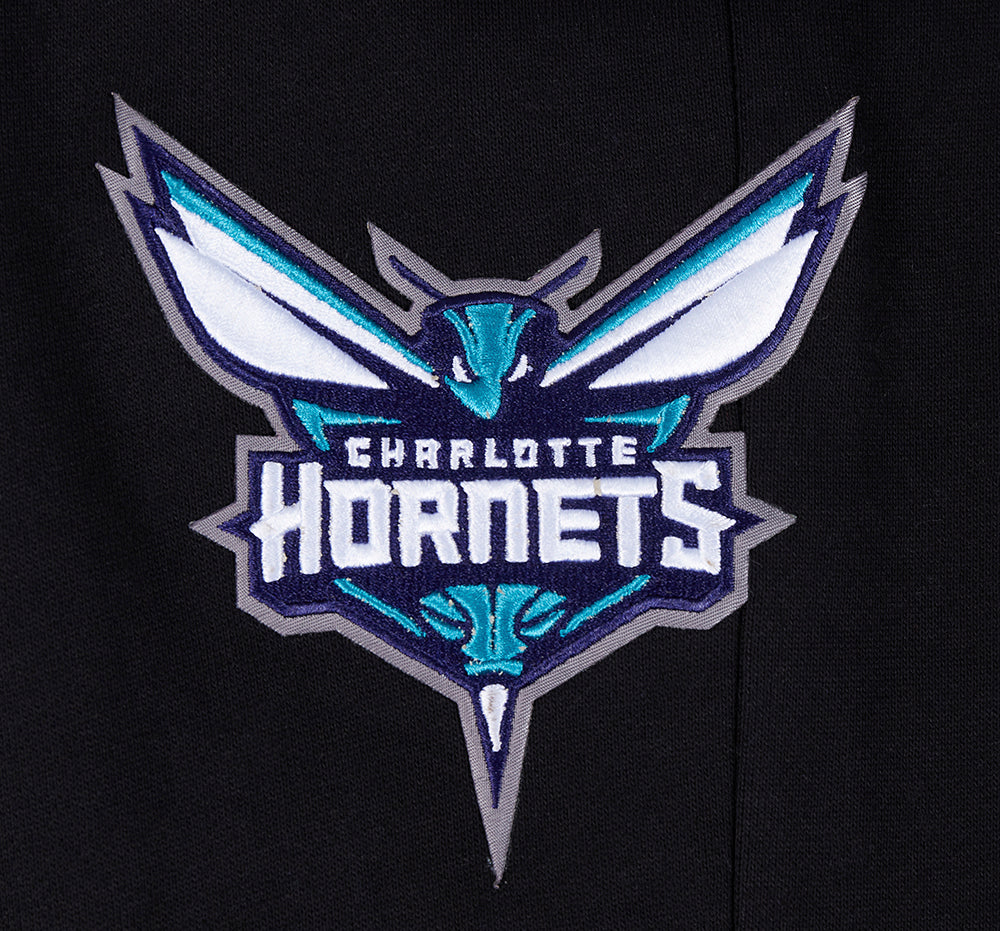 NBA CHARLOTTE HORNETS SCRIPT TAIL MEN'S RIB FLEECE SWEATPANT (BLACK/GRAY) - Image 5