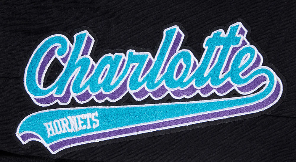NBA CHARLOTTE HORNETS SCRIPT TAIL MEN'S RIB FLEECE SWEATPANT (BLACK/GRAY) - Image 7