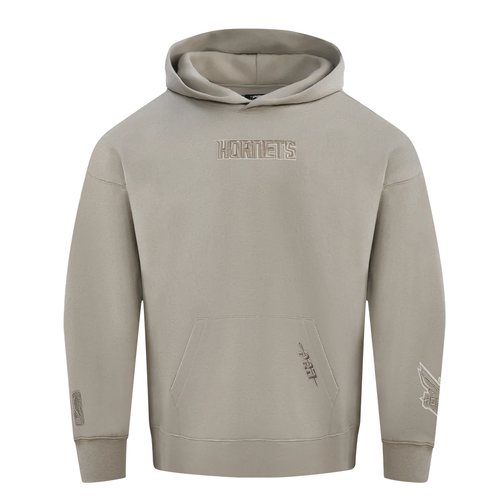 NBA CHARLOTTE HORNETS WINGSPAN MEN'S DROP SHOULDER FLEECE PULLOVER HOODIE (TAUPE) - Image 3
