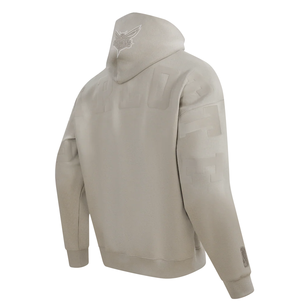 NBA CHARLOTTE HORNETS WINGSPAN MEN'S DROP SHOULDER FLEECE PULLOVER HOODIE (TAUPE) - Image 6