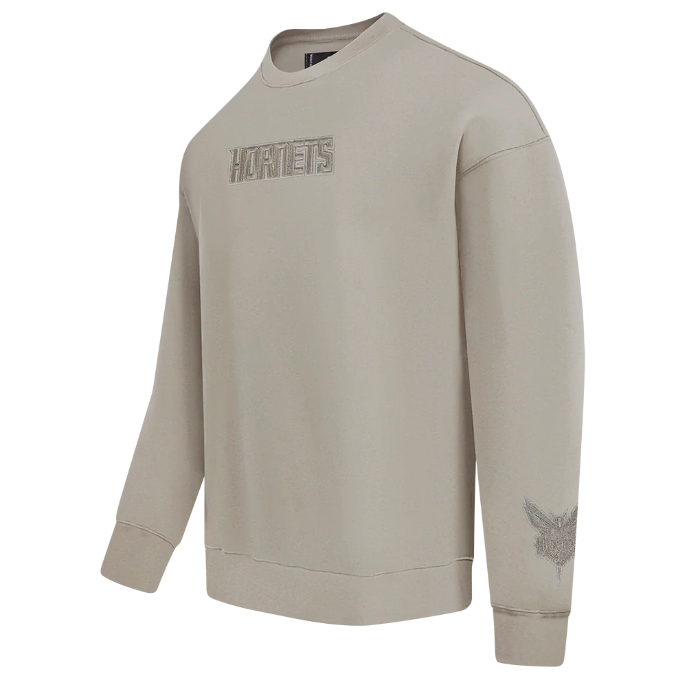 NBA CHARLOTTE HORNETS WINGSPAN MEN'S DROP SHOULDER FLEECE CREWNECK (TAUPE) - Image 4