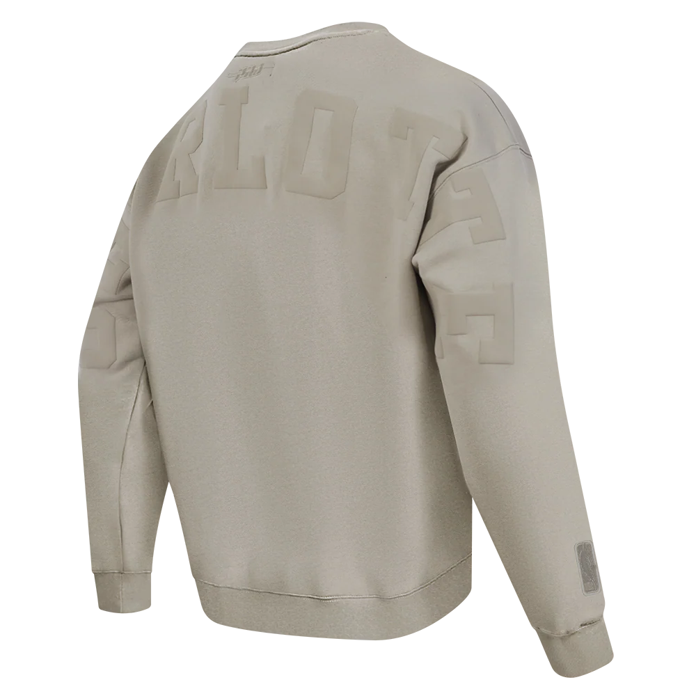 NBA CHARLOTTE HORNETS WINGSPAN MEN'S DROP SHOULDER FLEECE CREWNECK (TAUPE) - Image 6