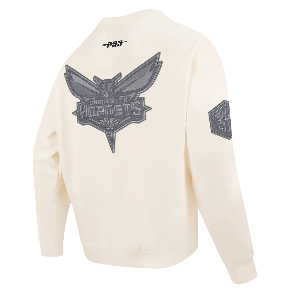 NBA CHARLOTTE HORNETS REVERSE FRENCH TERRY MEN'S DROP SHOULDER FLC CREWNECK (EGGSHELL) - Image 4