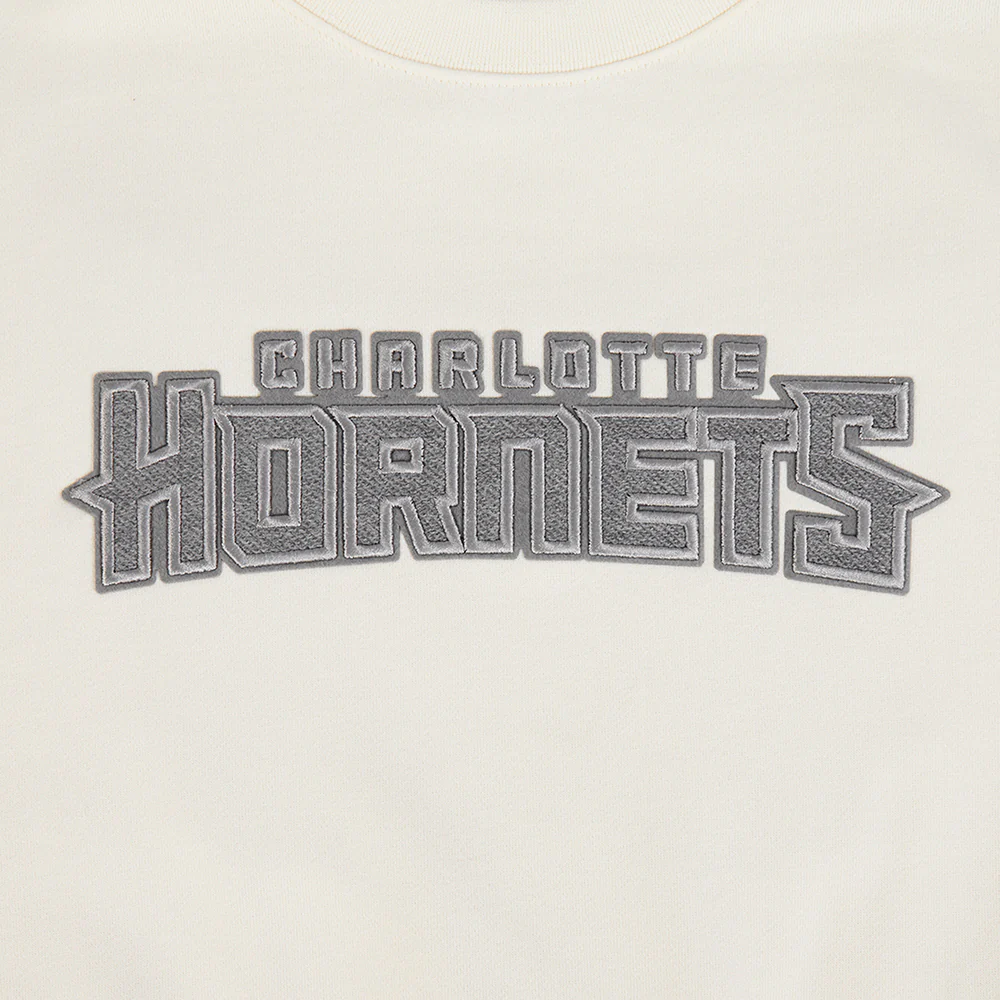 NBA CHARLOTTE HORNETS REVERSE FRENCH TERRY MEN'S DROP SHOULDER FLC CREWNECK (EGGSHELL) - Image 7