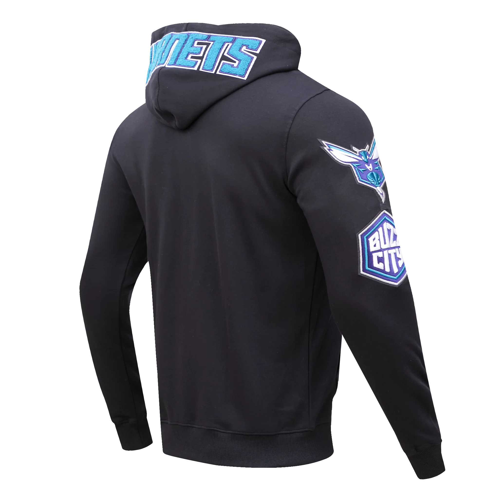 NBA CHARLOTTE HORNETS CLASSIC CHENILLE MEN'S FULL ZIP HOODIE (BLACK) - Image 5