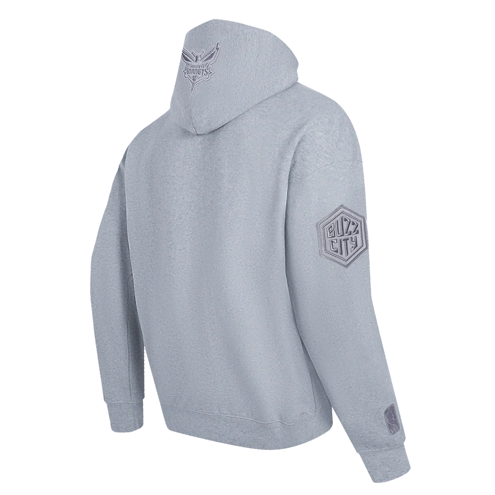 NBA CHARLOTTE HORNETS NEUTRAL MEN'S DROP SHOULDER PULLOVER HOODIE (DARK HEATHER GRAY) - Image 4