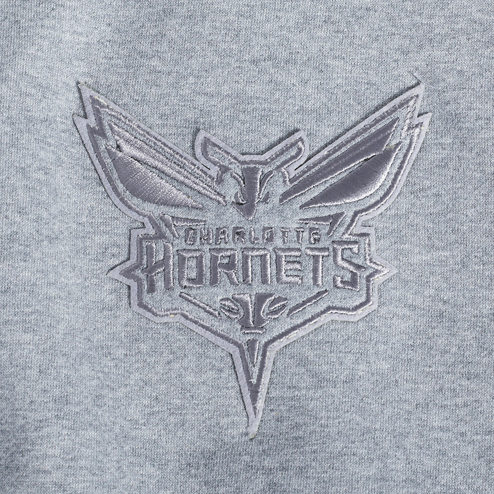 NBA CHARLOTTE HORNETS NEUTRAL MEN'S DROP SHOULDER PULLOVER HOODIE (DARK HEATHER GRAY) - Image 5