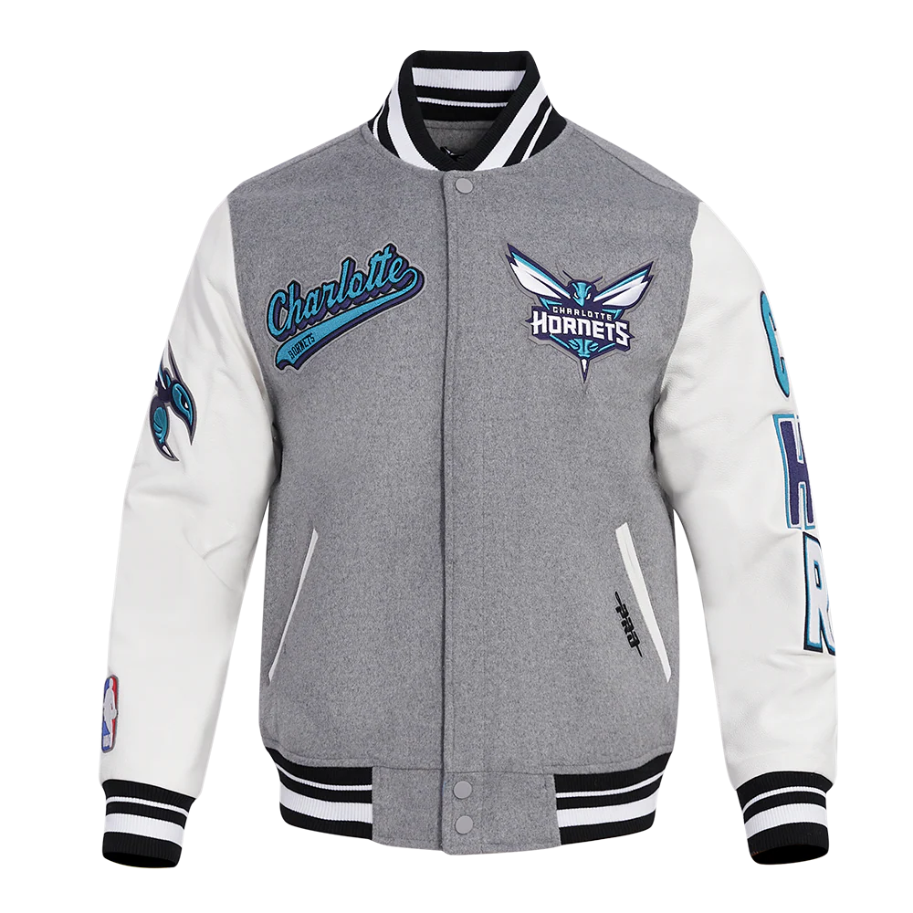 NBA CHARLOTTE HORNETS SCRIPT TAIL MEN'S RIB WOOL VARSITY (HEATHER GREY/WHITE/BLACK)
