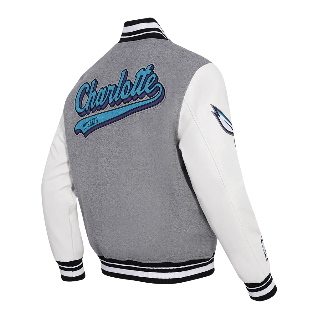 NBA CHARLOTTE HORNETS SCRIPT TAIL MEN'S RIB WOOL VARSITY (HEATHER GREY/WHITE/BLACK) - Image 4