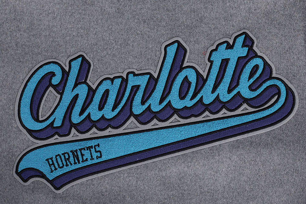 NBA CHARLOTTE HORNETS SCRIPT TAIL MEN'S RIB WOOL VARSITY (HEATHER GREY/WHITE/BLACK) - Image 5