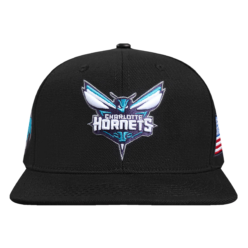 NBA CHARLOTTE HORNETS USA WORDMARK WOOL SNAPBACK HAT (BLACK)
