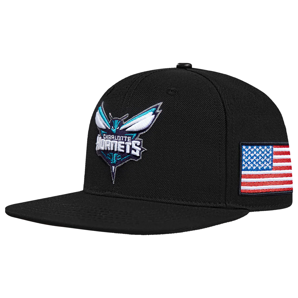 NBA CHARLOTTE HORNETS USA WORDMARK WOOL SNAPBACK HAT (BLACK) - Image 3