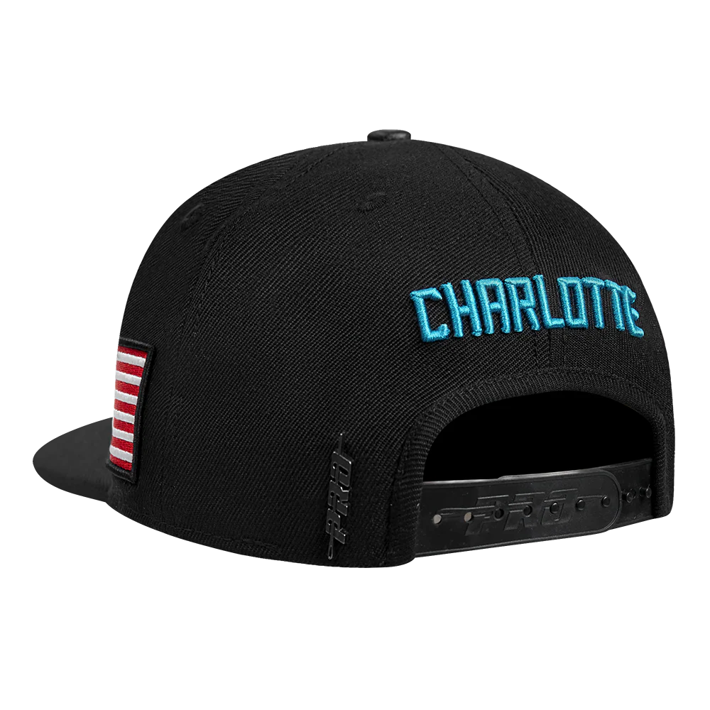 NBA CHARLOTTE HORNETS USA WORDMARK WOOL SNAPBACK HAT (BLACK) - Image 4