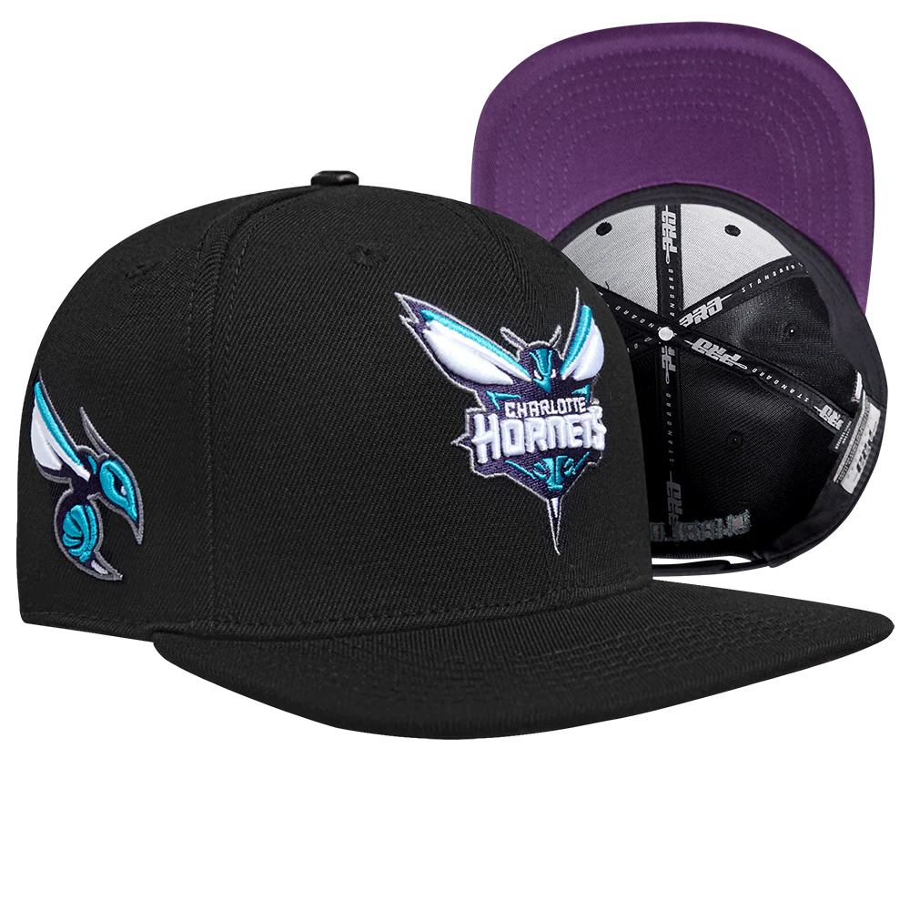 NBA CHARLOTTE HORNETS USA WORDMARK WOOL SNAPBACK HAT (BLACK) - Image 8