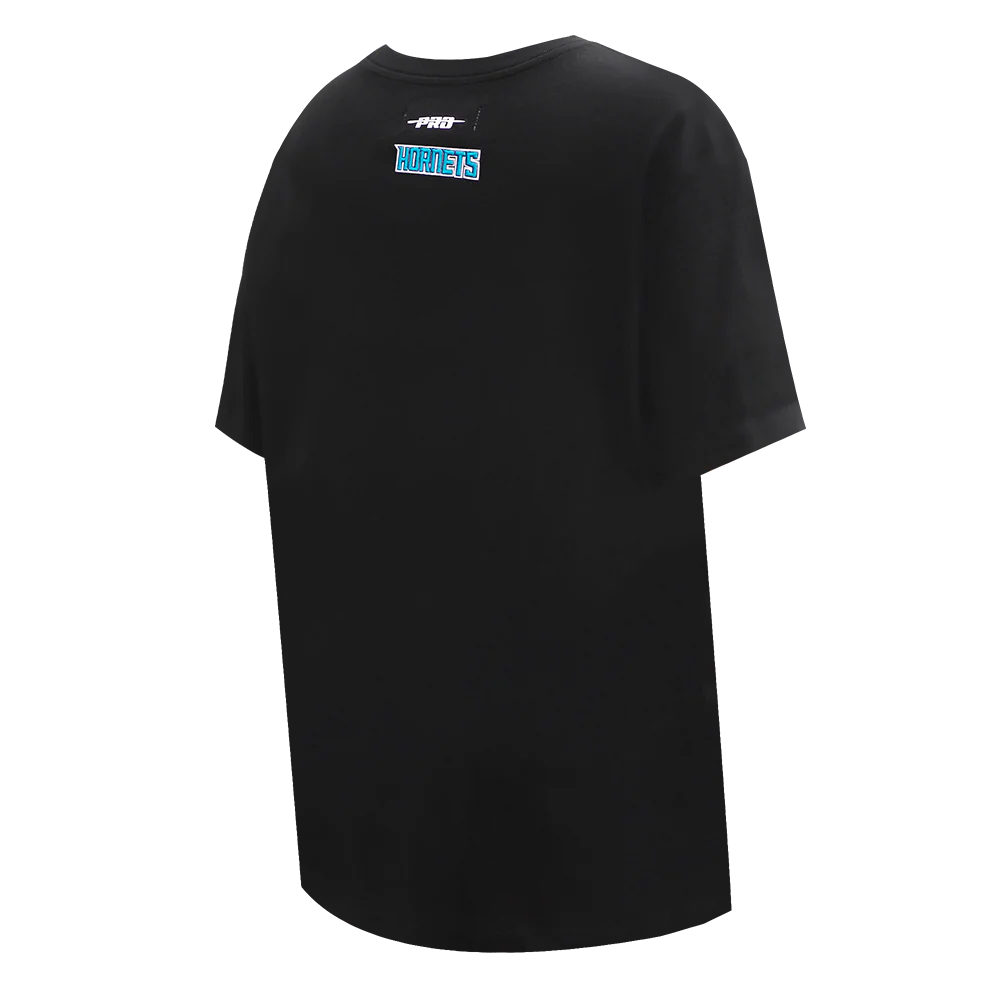 NBA CHARLOTTE HORNETS SCRIPT TAIL WOMEN'S BOYFRIEND TEE (BLACK) - Image 4