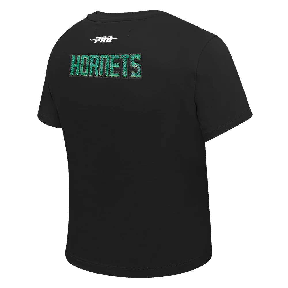NBA CHARLOTTE HORNETS GAME DAY CLASSICS WOMEN'S SJ BABY DOLL TEE (BLACK) - Image 4