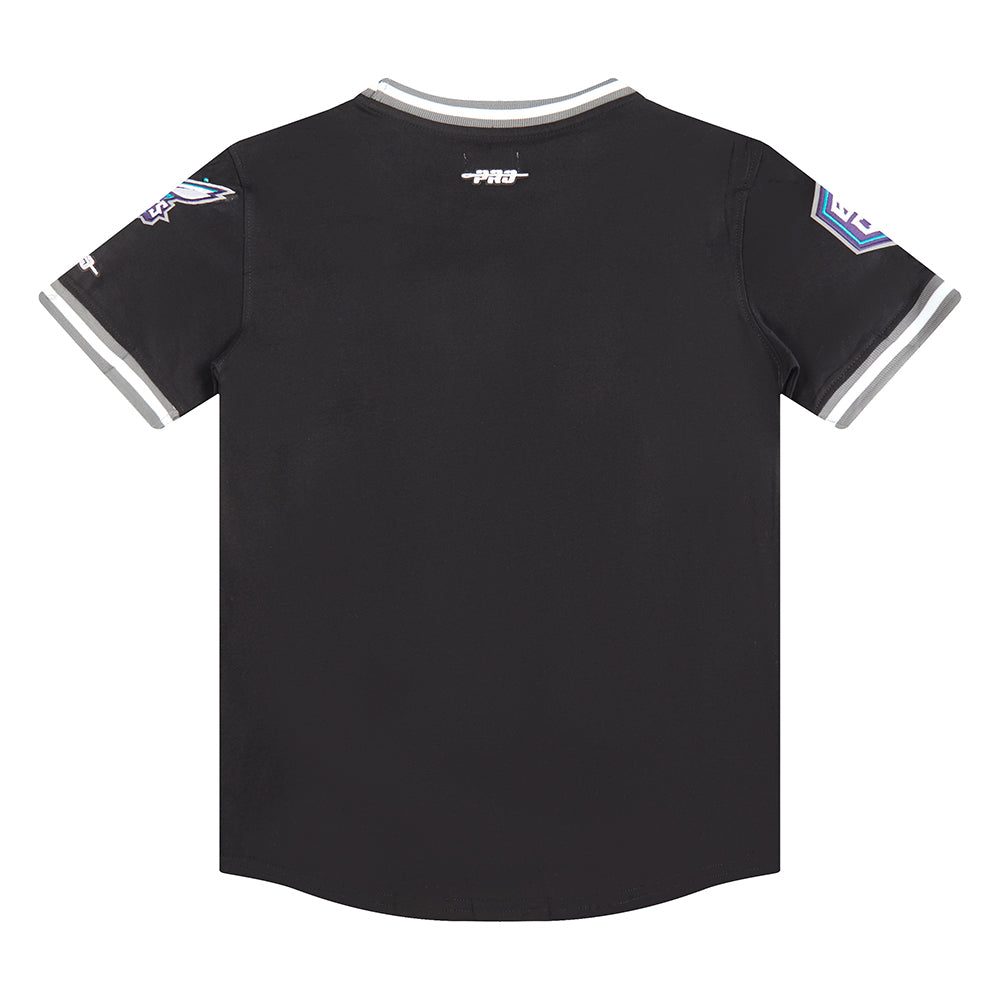 NBA CHARLOTTE HORNETS CLASSIC BIG BOYS SHORT SLEEVE STRIPED RIB TEE (BLACK/GRAY) - Image 2