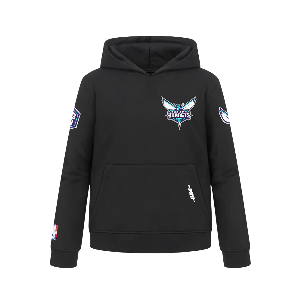 NBA CHARLOTTE HORNETS CLASSIC BIG BOYS FLEECE PULLOVER HOODIE (BLACK) - Image 8