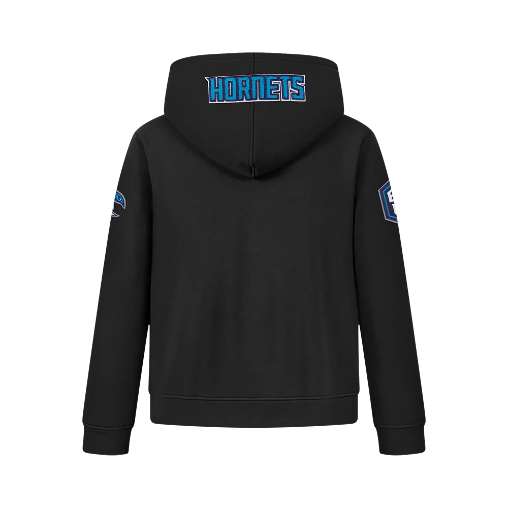NBA CHARLOTTE HORNETS CLASSIC BIG BOY'S FLC FZ PO HOODIE (BLACK) - Image 3