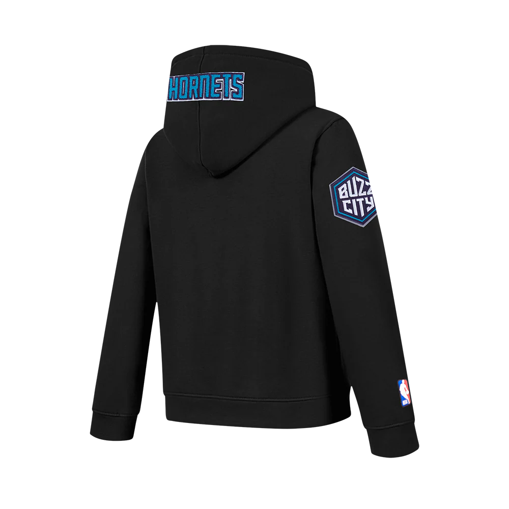 NBA CHARLOTTE HORNETS CLASSIC BIG BOY'S FLC FZ PO HOODIE (BLACK) - Image 4