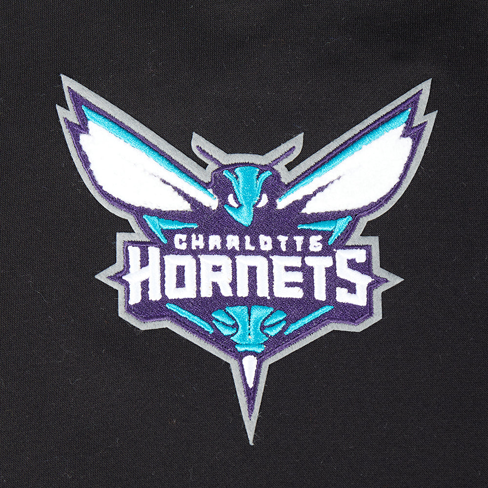 NBA CHARLOTTE HORNETS RETRO CLASSIC BIG BOYS RIB FLEECE PULLOVER HOODIE (BLACK) - Image 5