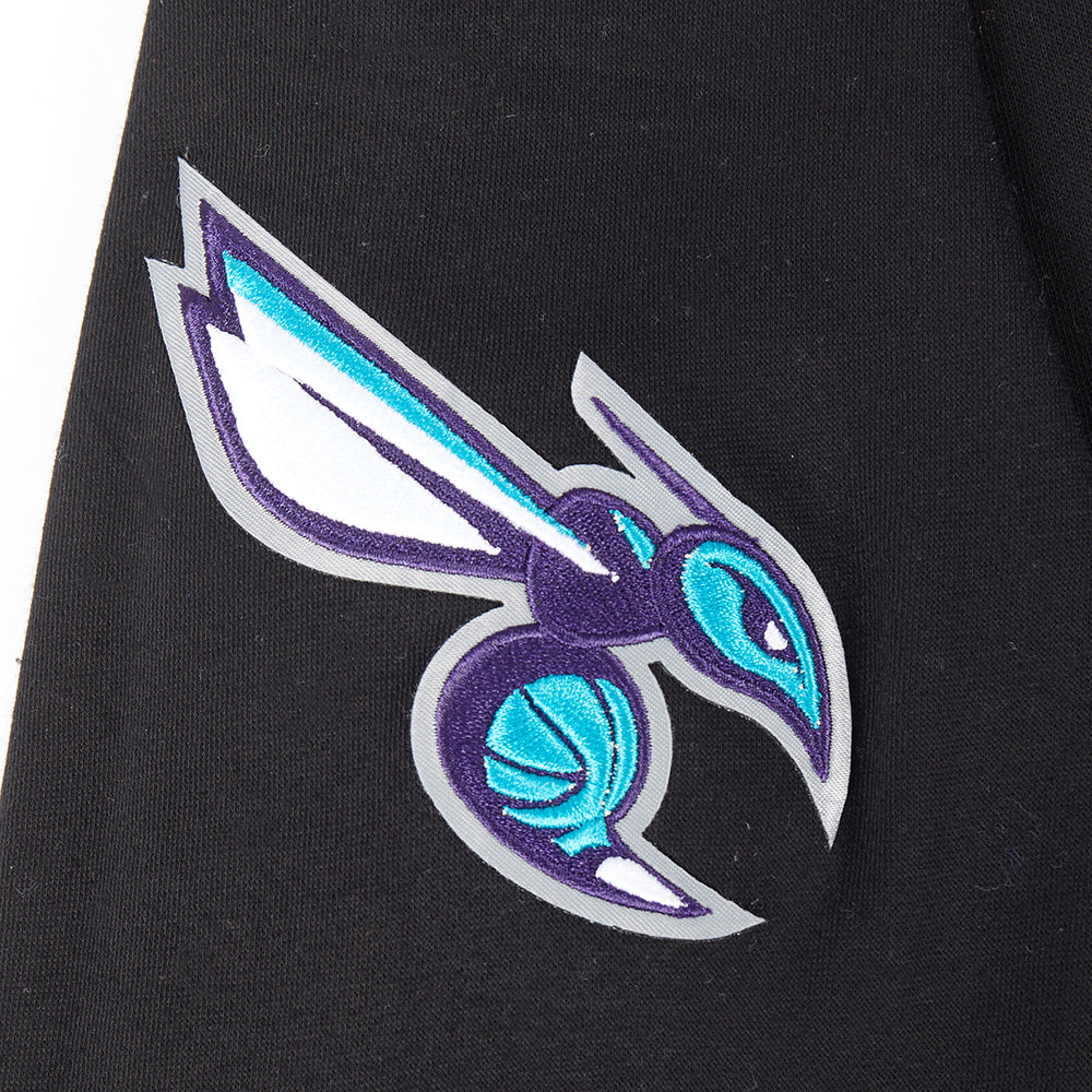 NBA CHARLOTTE HORNETS RETRO CLASSIC BIG BOYS RIB FLEECE PULLOVER HOODIE (BLACK) - Image 7