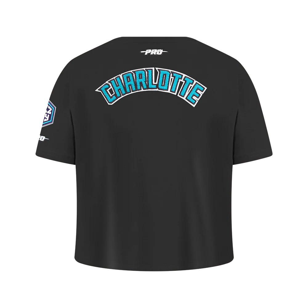 NBA CHARLOTTE HORNETS CLASSIC BIG GIRLS SHORT SLEEVE BOXY TEE (BLACK) - Image 3