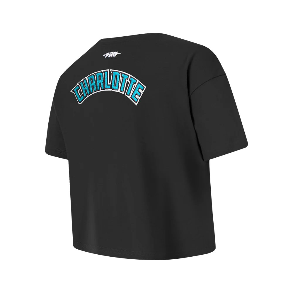 NBA CHARLOTTE HORNETS CLASSIC BIG GIRLS SHORT SLEEVE BOXY TEE (BLACK) - Image 4
