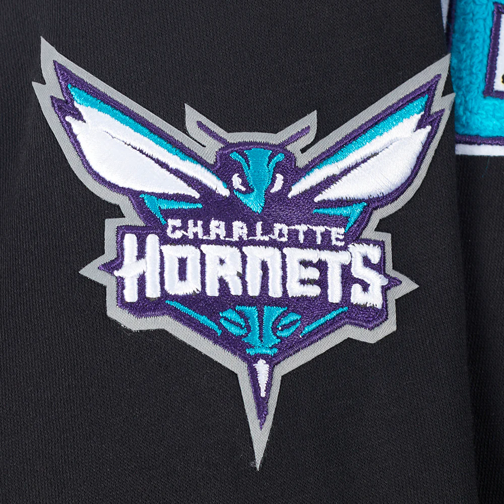NBA CHARLOTTE HORNETS RETRO CLASSIC BIG GIRLS RIB FLEECE CREWNECK (BLACK) - Image 6
