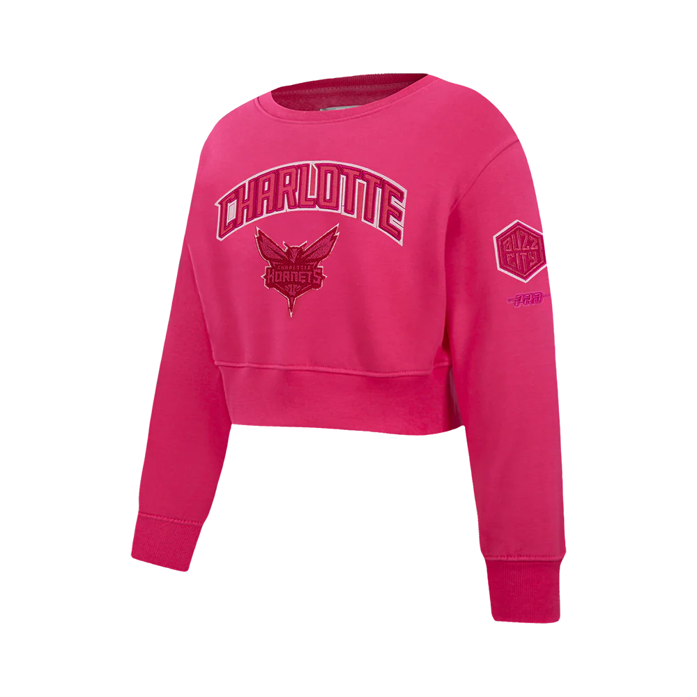 NBA CHARLOTTE HORNETS TRIPLE PINK BIG GIRLS FLC CREWNECK (BEETROOT PURPLE) - Image 2