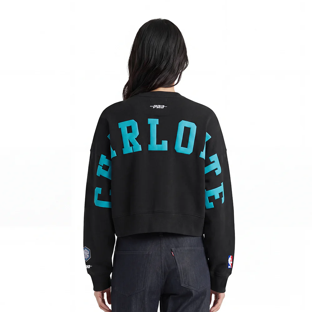 NBA CHARLOTTE HORNETS WINGSPAN WOMEN'S FLC CREWNECK (BLACK)